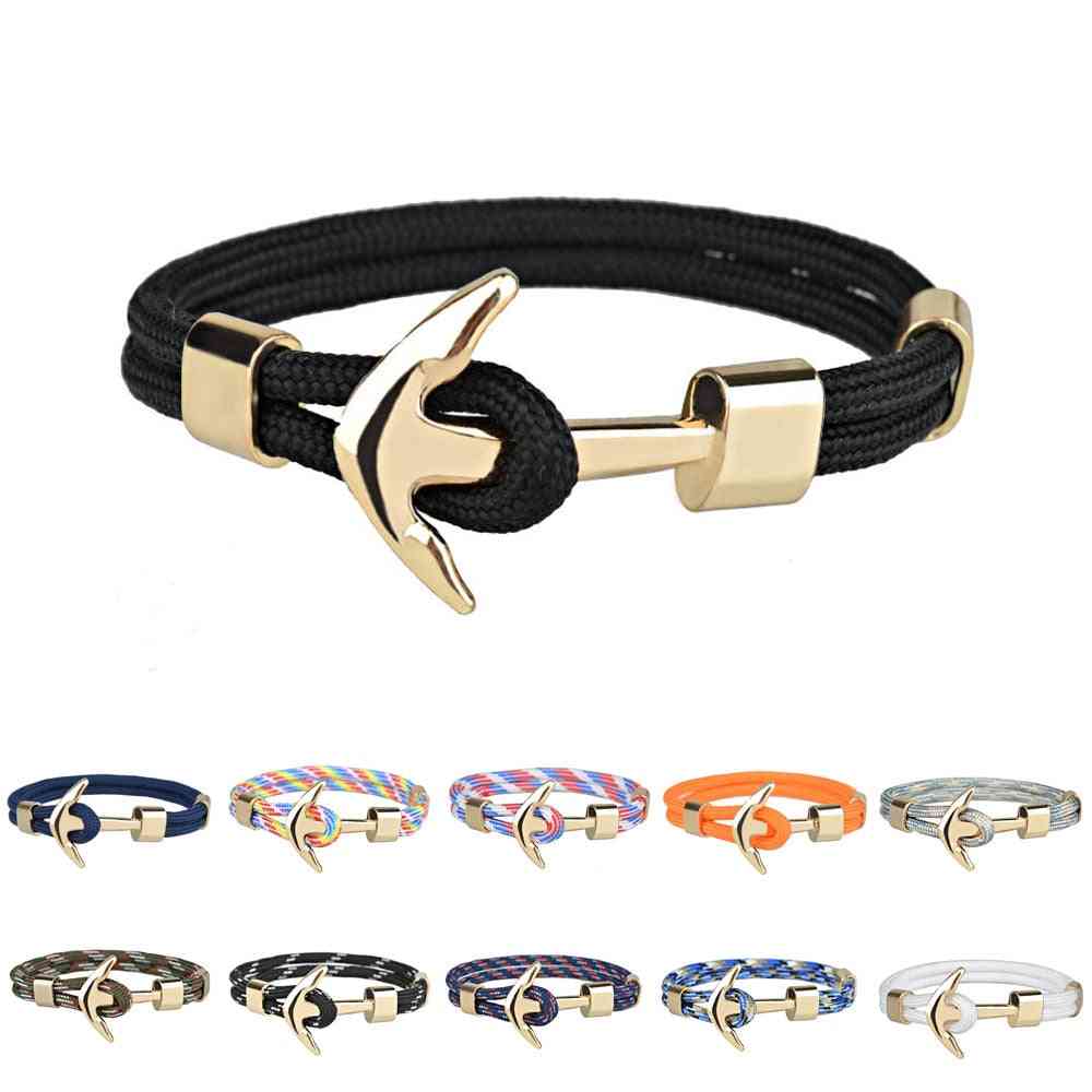 Alloy Anchor- Braided Polyester Rope, Couple Bracelets & Women