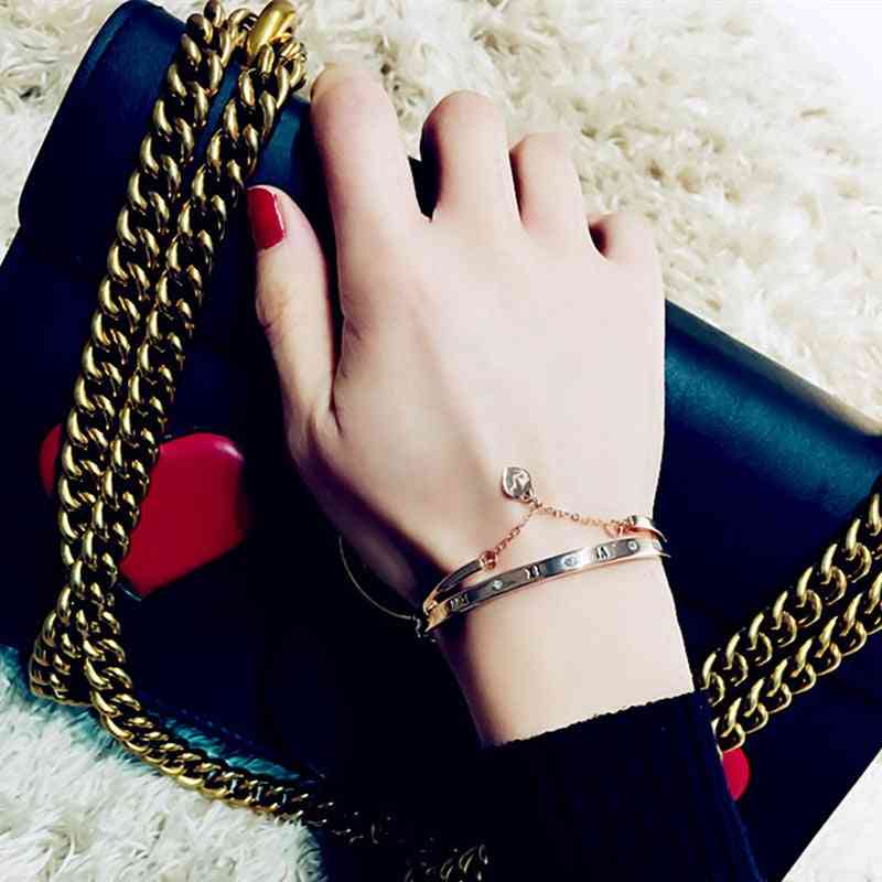 Armband av rostfritt stål i roséguld armband smycken för kvinnor