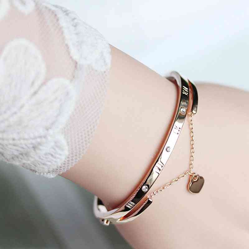 Rose Gold Stainless Steel Bracelets Bangles Jewelry For Female