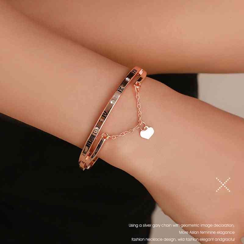 Rose Gold Stainless Steel Bracelets Bangles Jewelry For Female