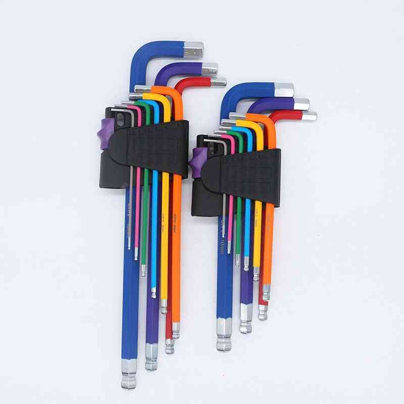 Color Coded Ball-end Hex Allen Key L Wrench Set, Torque Long Metric With Sleeve Hand Tools, Bicycle Accessories