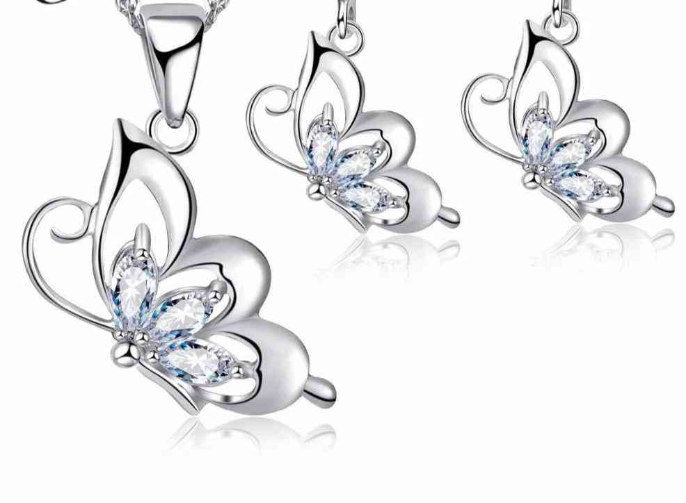 925 Sterling Silver Zirconia Butterfly Jewelry Sets