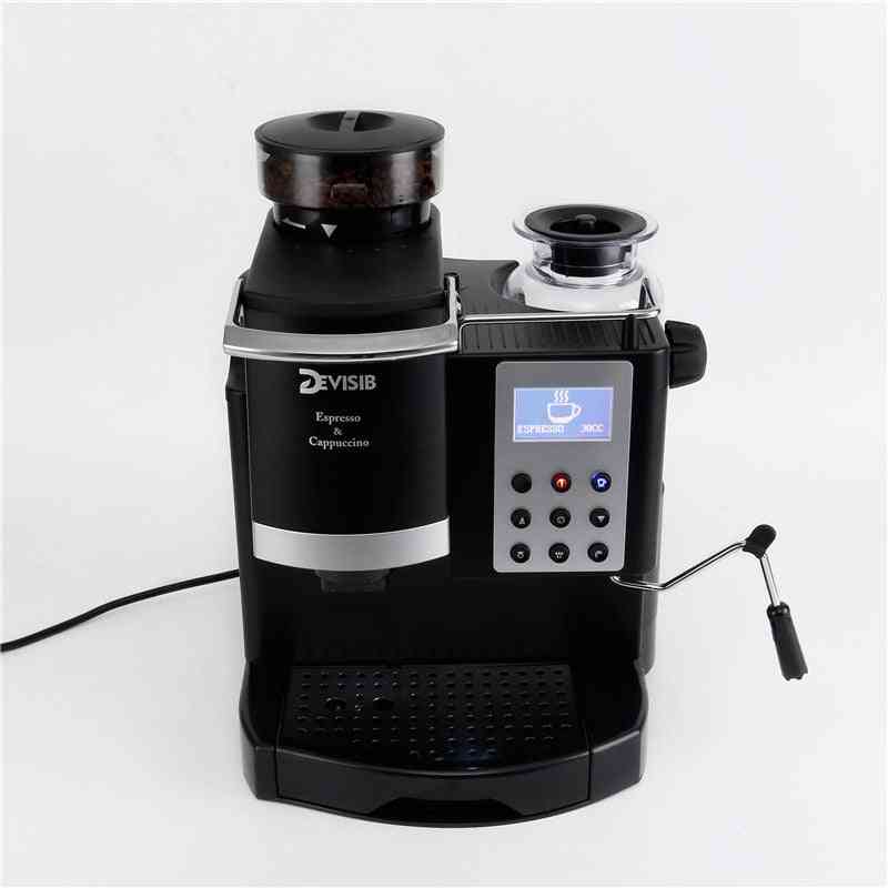 3-in-1 Semi Automatic, Espresso Maker With Grinder & Milk Steamer, Coffee Machine