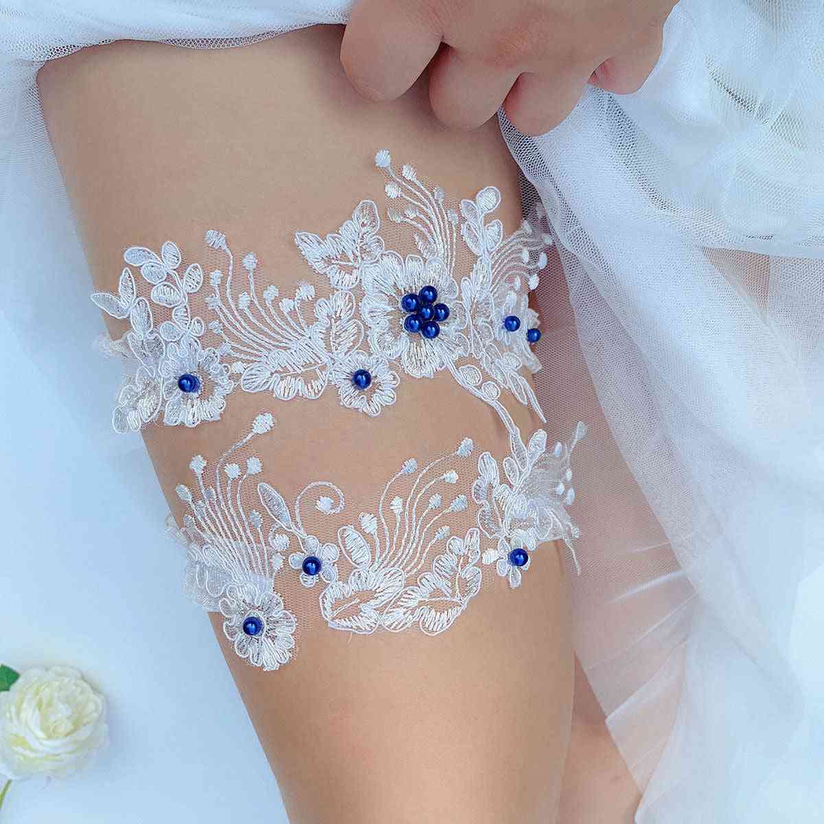 Embroidery Floral, Thigh Ring, Leg Garter Lace For Bridal