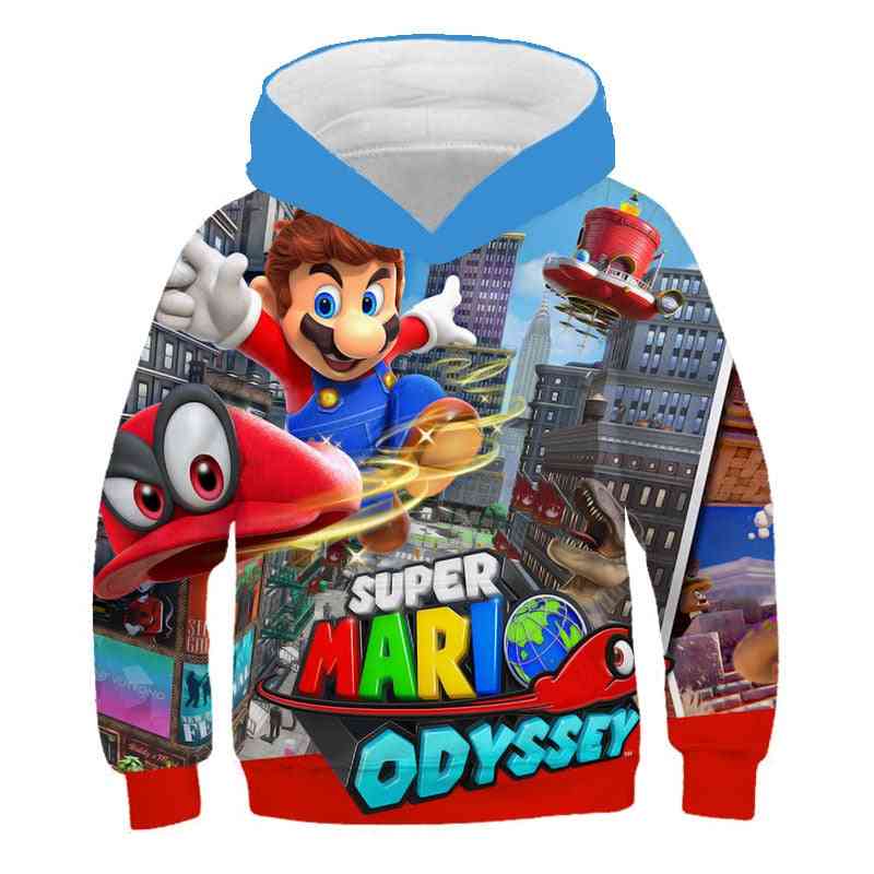 3d Print, Super Mario Cartoon Hooded Sweatshirt For Boy Set-5