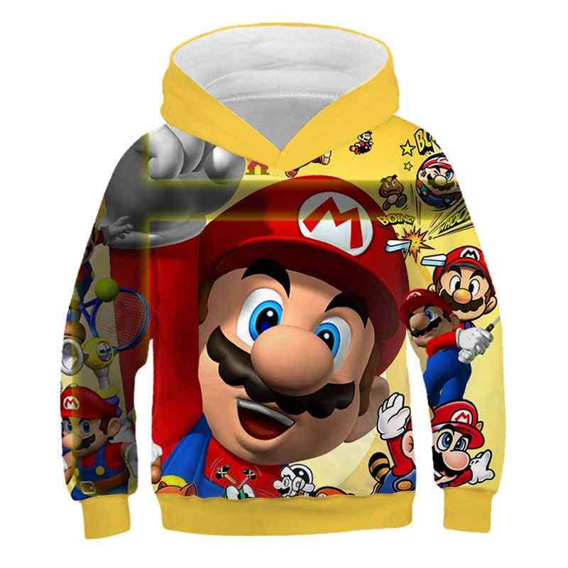 3d Print, Super Mario Cartoon Hooded Sweatshirt For Boy Set-3