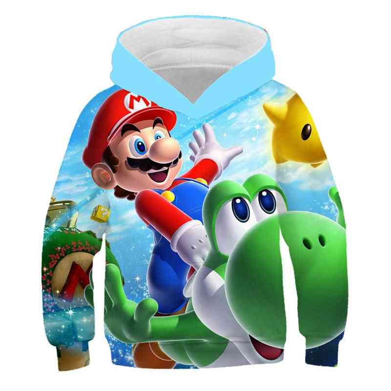 3d Print, Super Mario Cartoon Hooded Sweatshirt For Boy Set-9