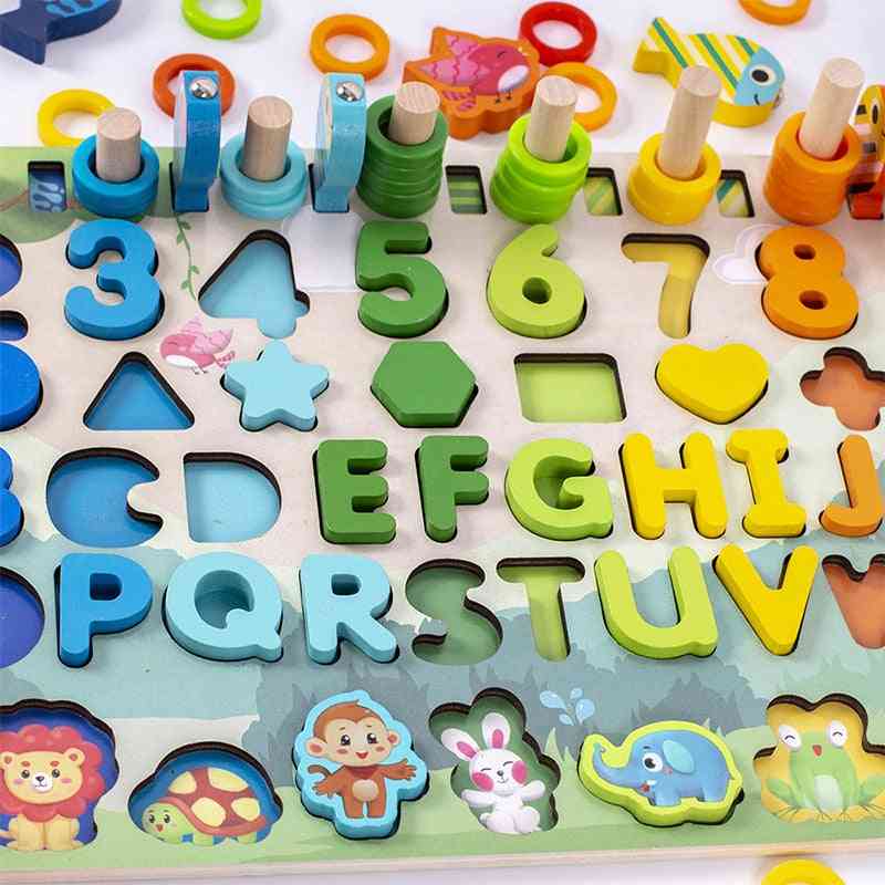 3D montessori dřevěná frekventovaná deska, magnetická hračka odpovídající tvarům digitálních tvarů pro