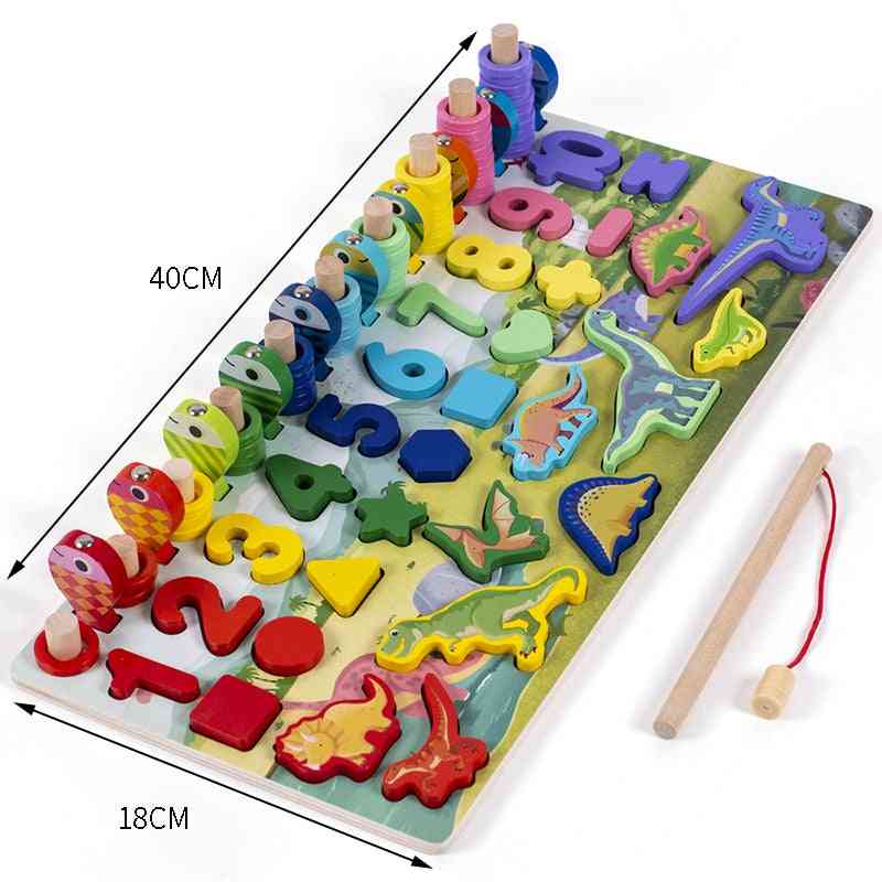 3d Montessori Wooden Busy Board, Magnetic Digital Shape Matching Blocks Toy For