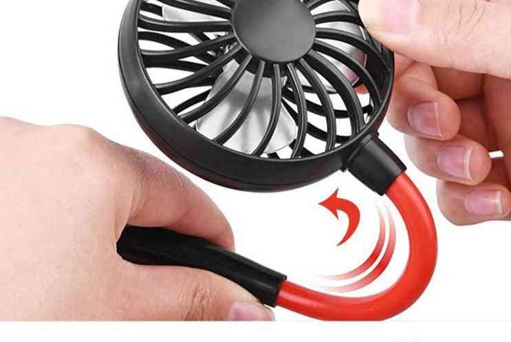 3-speed Usb Portable, Rechargeable Adjustable, Hands Free, Neck Cold, Dual Fan