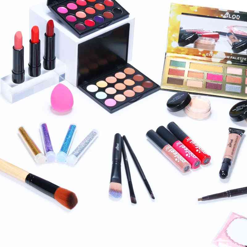 Makeup Cosmetics Full Set- Eyeshadow Lip, Eyebrow Brushes Bag (kit005)