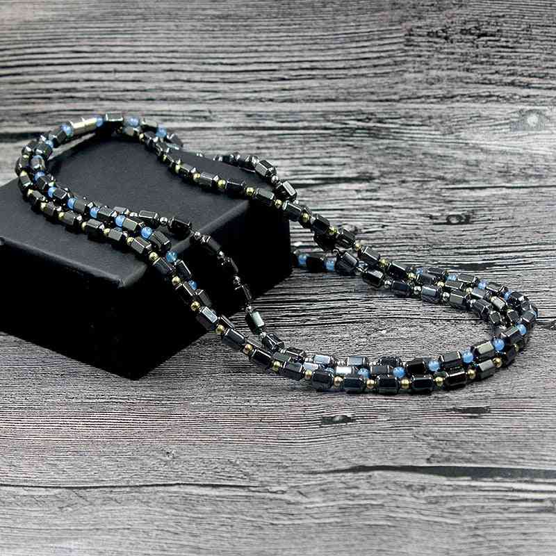 Simple Classic Magnetic Hematite Beads Necklace