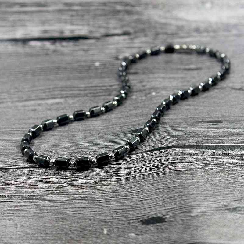 Simple Classic Magnetic Hematite Beads Necklace