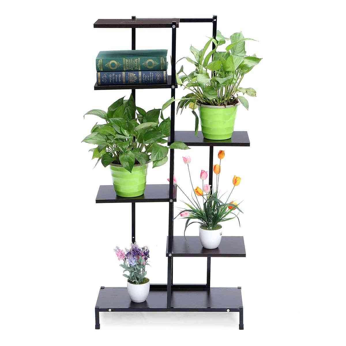 5-tiers Wooden Iron, Plant Rack, Display Shelf, Home Garden, Flower Stands