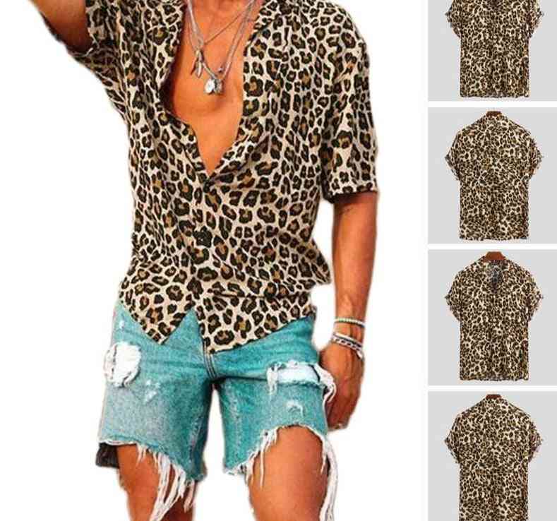 Camisa de verano de manga corta con estampado de leopardo
