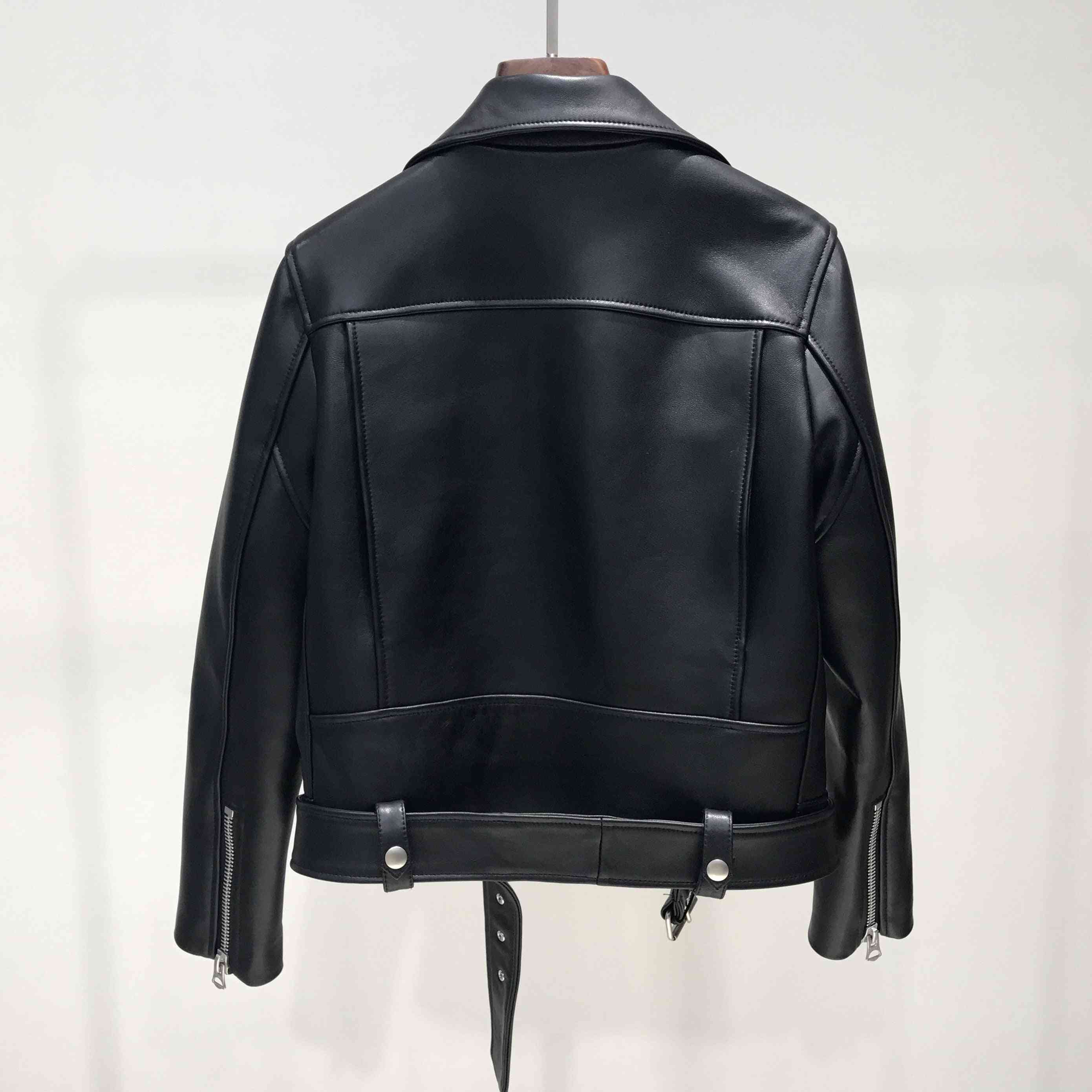 Leather Jacket Woman Zipper Belt