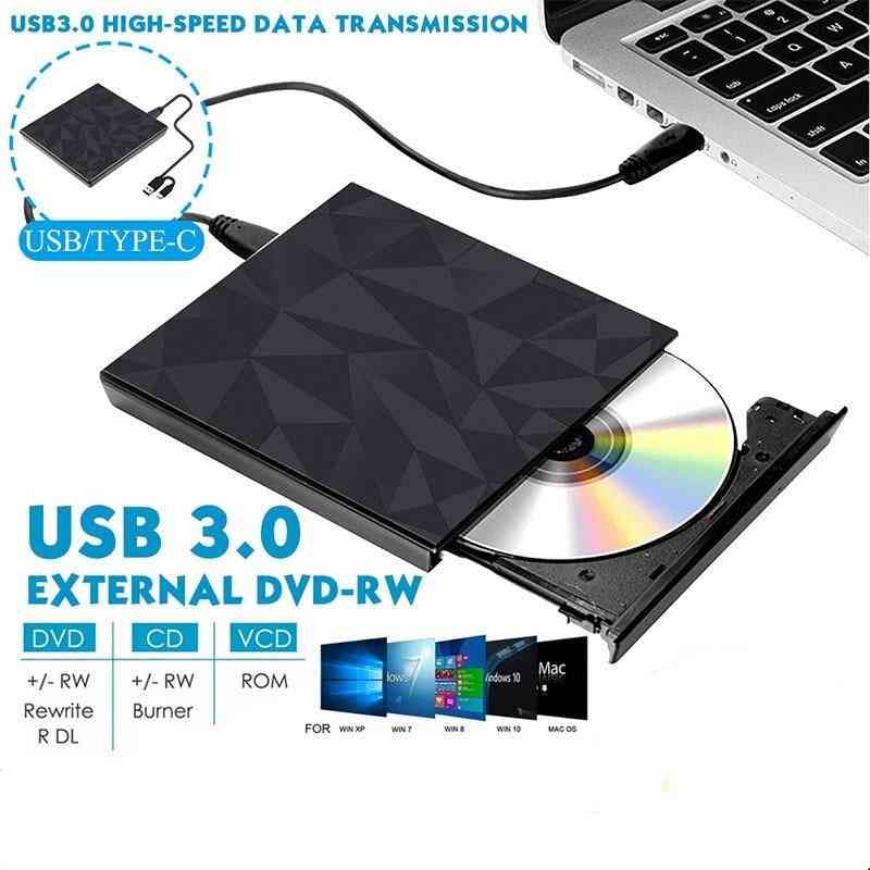Usb-3.0 & type-c dvd mechanika, cd vypalovačka, externí dvd-rw, čtečka přehrávačů