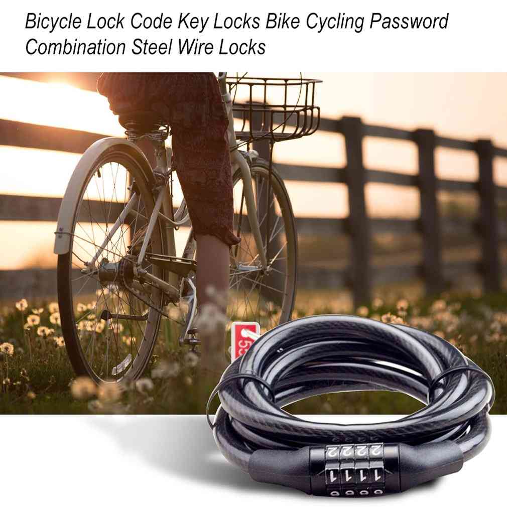 Bicicleta ciclismo contraseña combinación seguridad cerraduras de alambre de acero