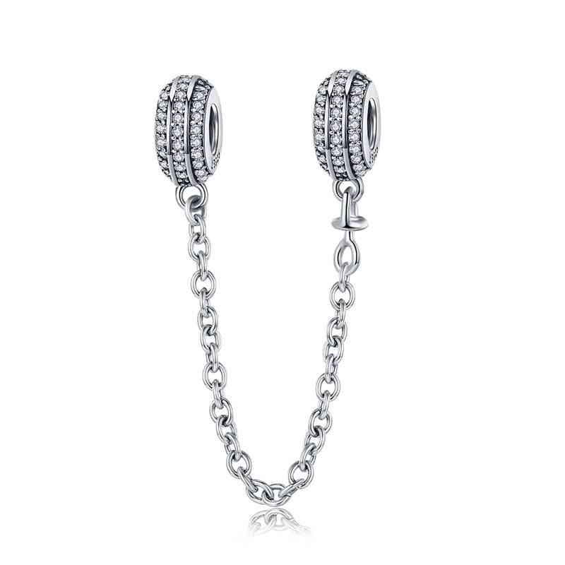 Sterling Silver, Charm Safety Chain & Bangles