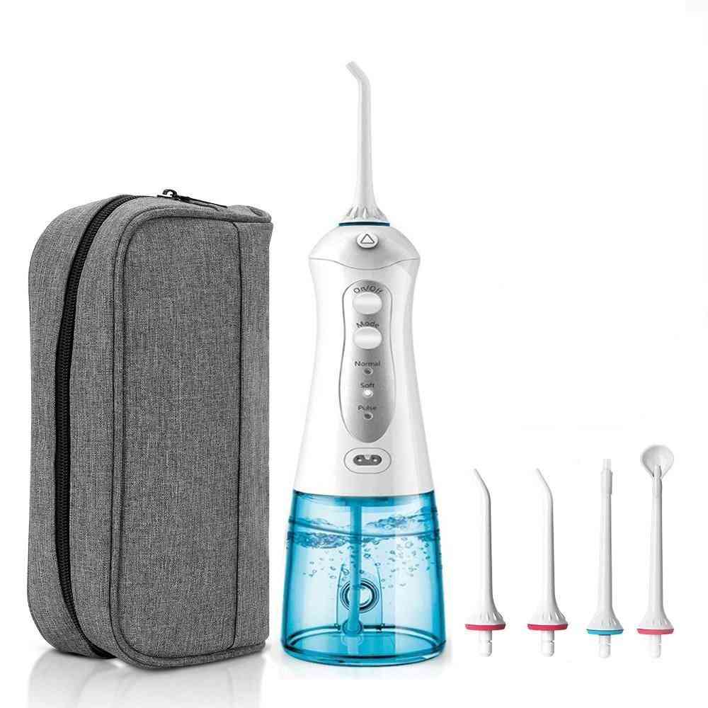 3-modus oral irrigator, vannflosser, USB oppladbar med vannstråle med 5 dyser