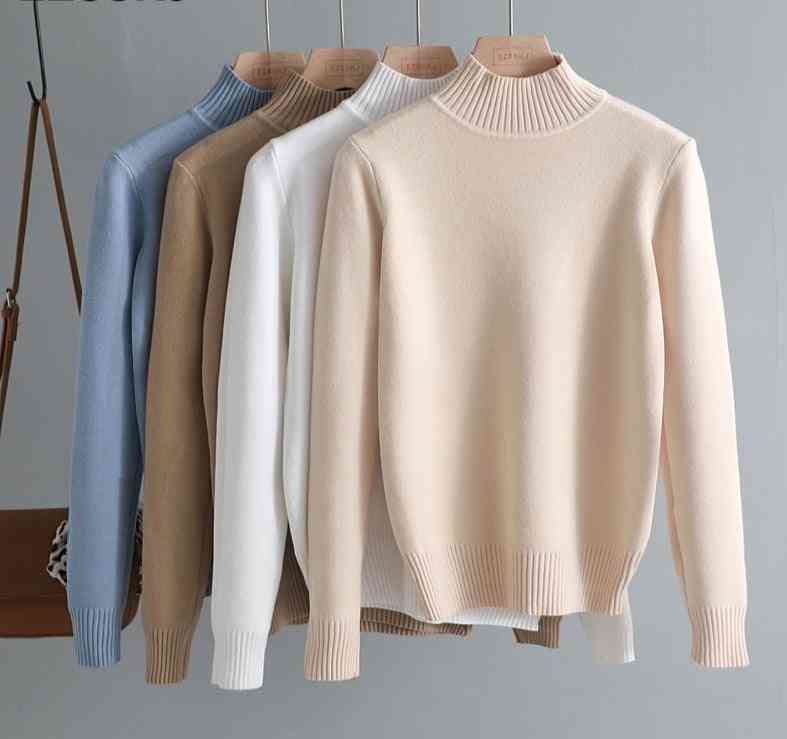 Koreański styl casual półgolf, długi rękaw, luźny sweter