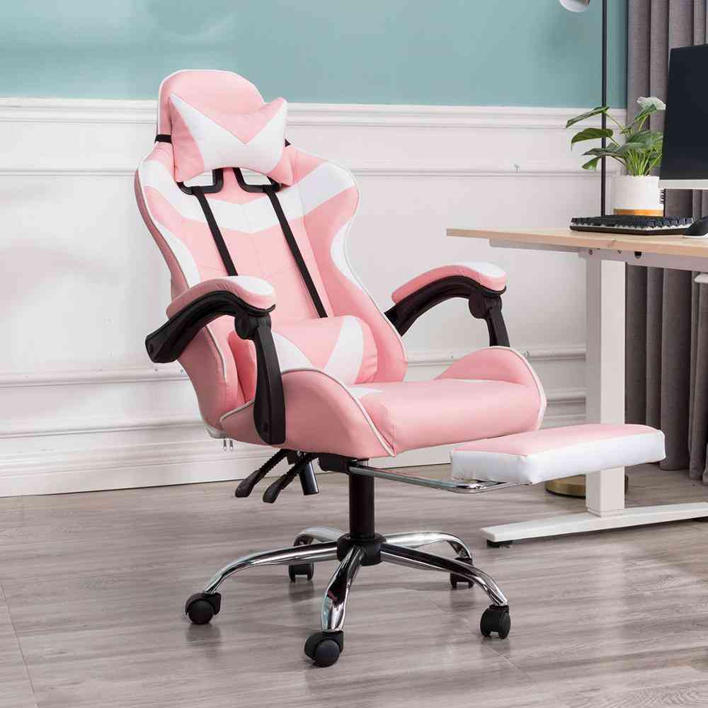 Scaun ergonomic din piele cu spatar inalt cu suport pentru picioare, scaun pentru calculator profesional