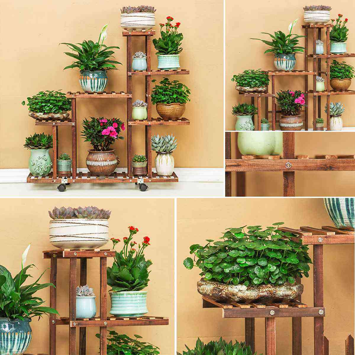Wooden Flower Pot Stand Shelf