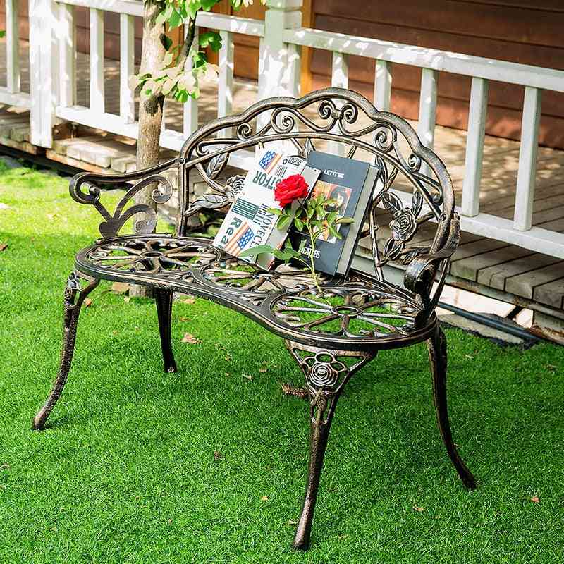 Zahradní lehátko z litého hliníku, park, zahradní lavička pro dekoraci nábytku