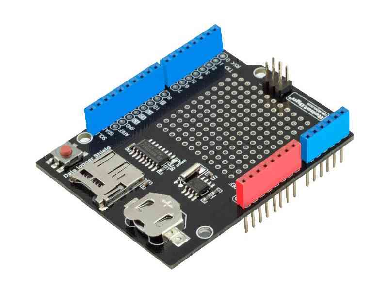 щит за регистратор на данни съвместим за arduino, micro sd карта rtc, сглобена с батерия
