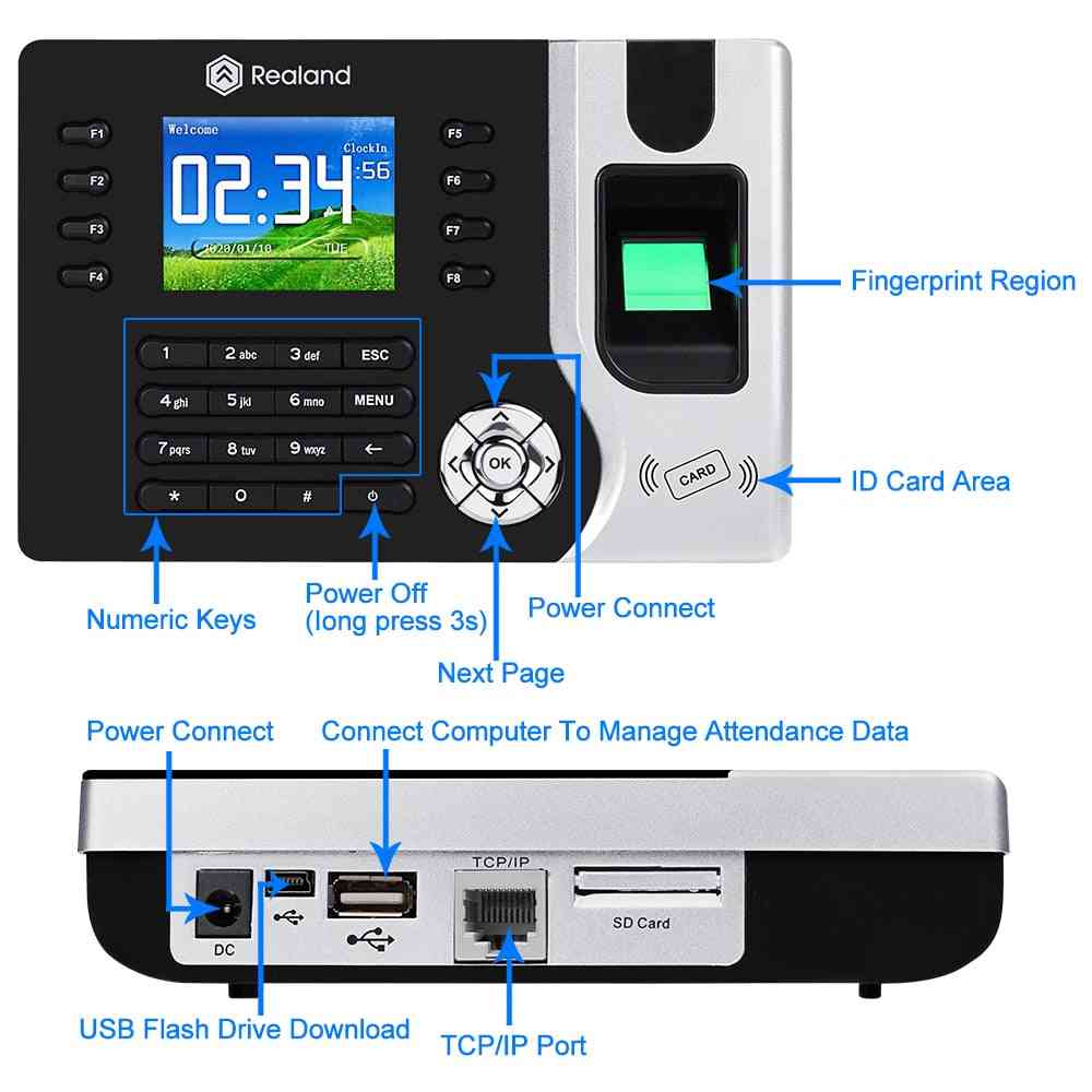 Biometrický stroj na dochádzku do odtlačkov prstov tcp / ip, registračný automat na registráciu zamestnancov rfid
