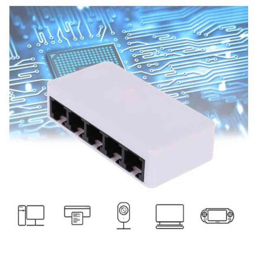 5 portos gyors Ethernet, hub kapcsoló (fehér)