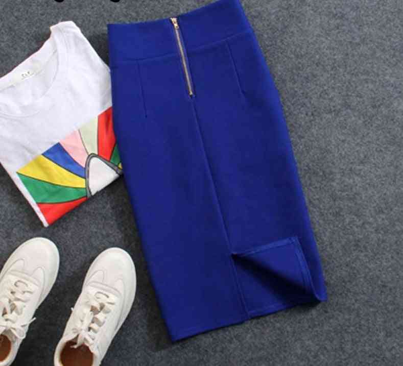 Letná guma s vysokým pásom a dĺžkou po kolená, sukňa s ceruzkou