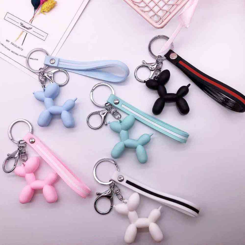 Cartoon Balloon, Dog Keychain, Colorful Soft Rubber, Lovely Keychains