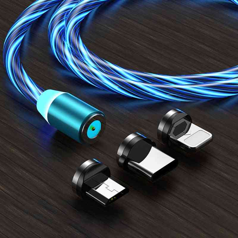 Magnetic Charge Cable For Smartphone, Flowing Glow Fast Charging Type C Code