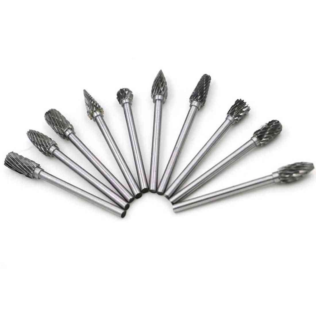 Carbide Tungsten, Steel Grinding Head Shank, Milling Cutter Rotary, Cone Diamond Drill Set