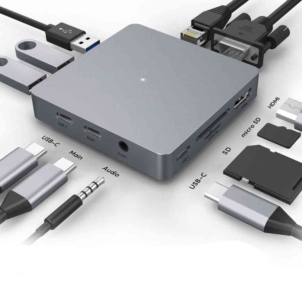 USB-C-Hub 11-in-1-Typ-C-Adapter, Dockingstation