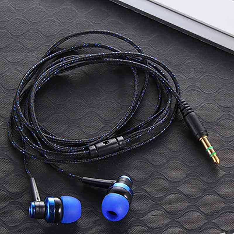 Stereo In-ear 3.5mm Nylon Weave Cable Earphone Headset With Mic