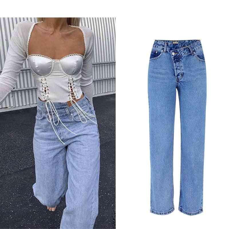 Hoge taille onregelmatige denim, flare jeans