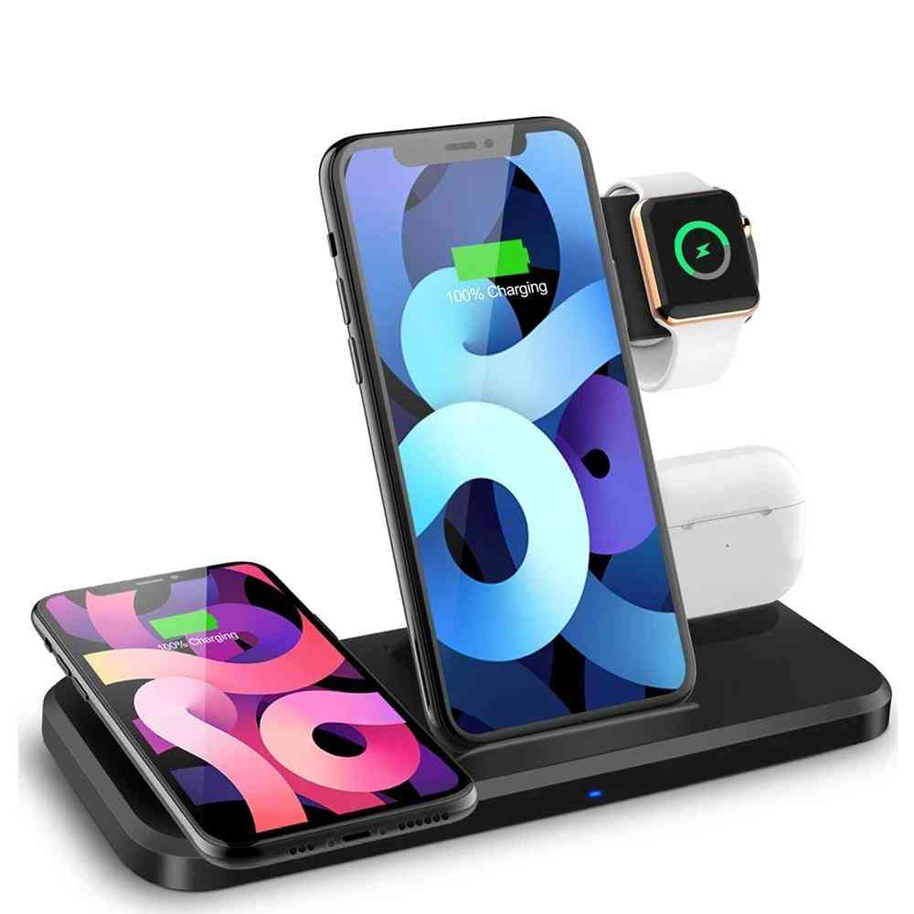4-in-1 Foldable Charging, Dock Station, Qi Wireless, Charger Stand