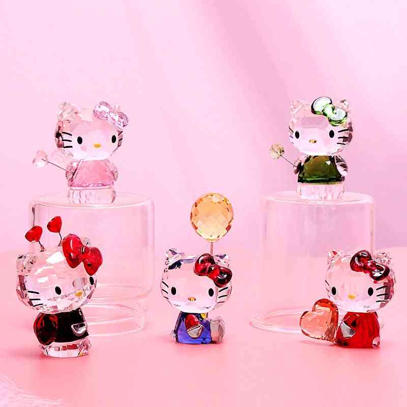 Exquisito cristal, dibujos animados gato figuritas adorno de coche