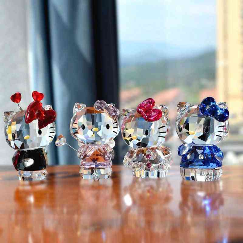 Exquisite Crystal, Cartoon Cat Figurines Car Ornament