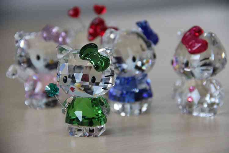 Exquise kristal, cartoon kat beeldjes auto ornament
