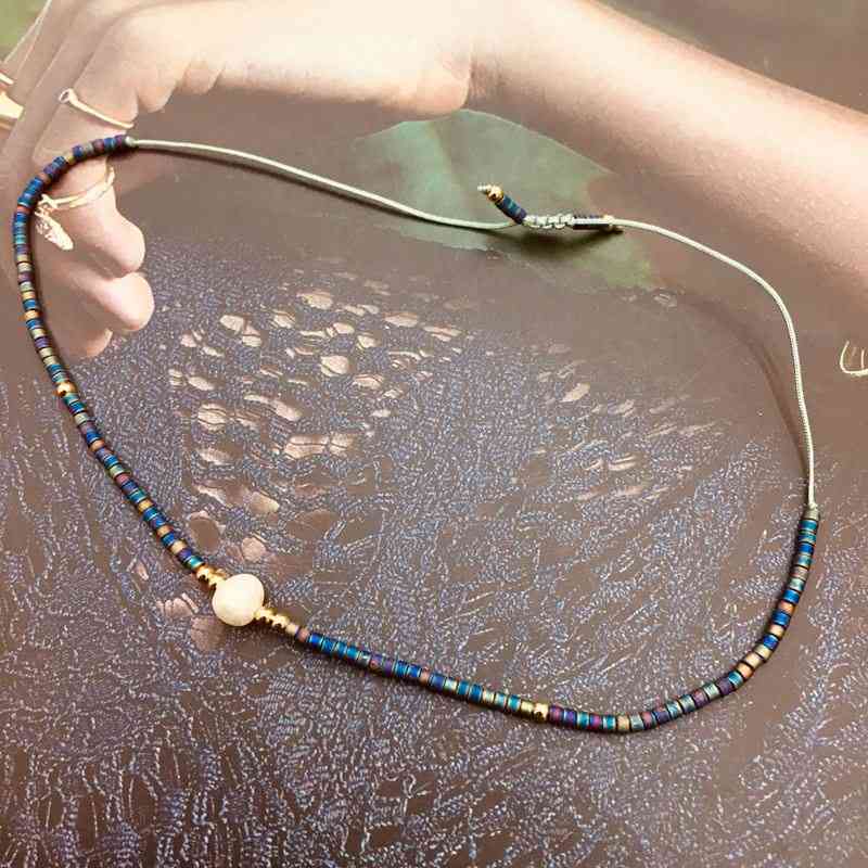 Vintage schlichtes Design, handgefertigte verstellbare Seil-Delica-Perlen-Armbänder