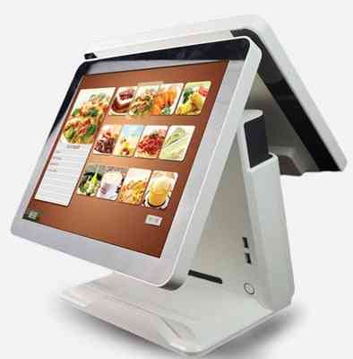 Terminal de contrôle android de 15 pouces avec écran LCD double tactile pour supermarché, restaurant