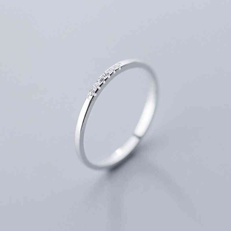 Sterling sølv zirkon runde geometriske ring, kvinder smykker