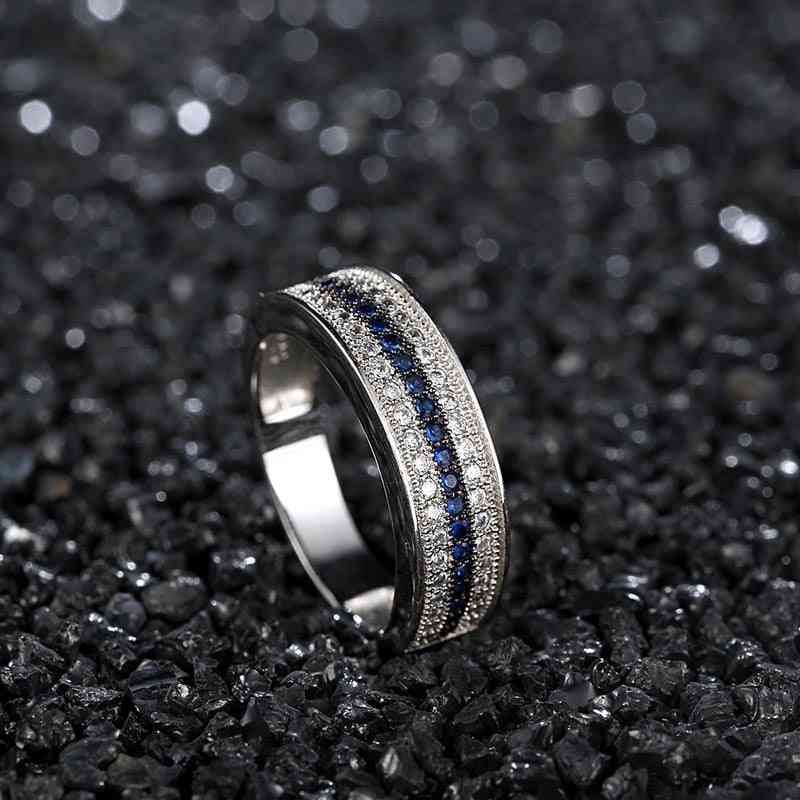 сребърен пръстен с кръгъл сапфирен циркон, скъпоценен камък