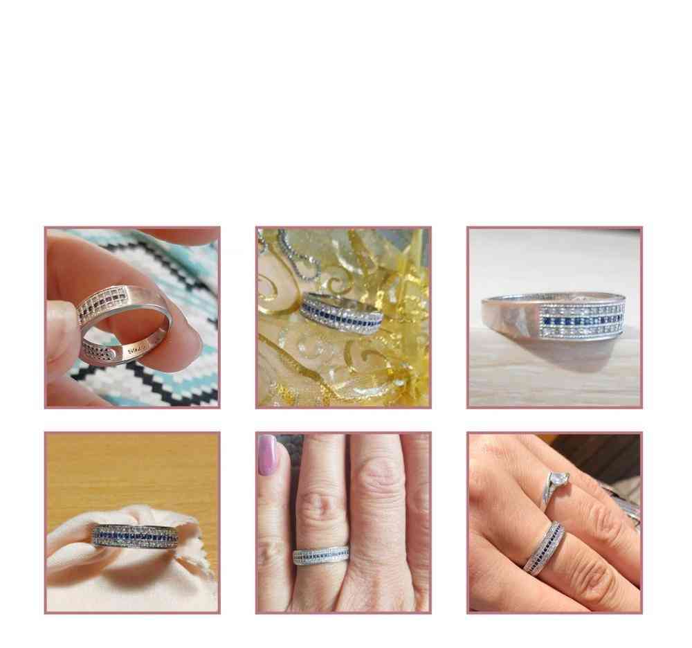 טבעת כסף עם זירקון ספיר עגול, אבן חן