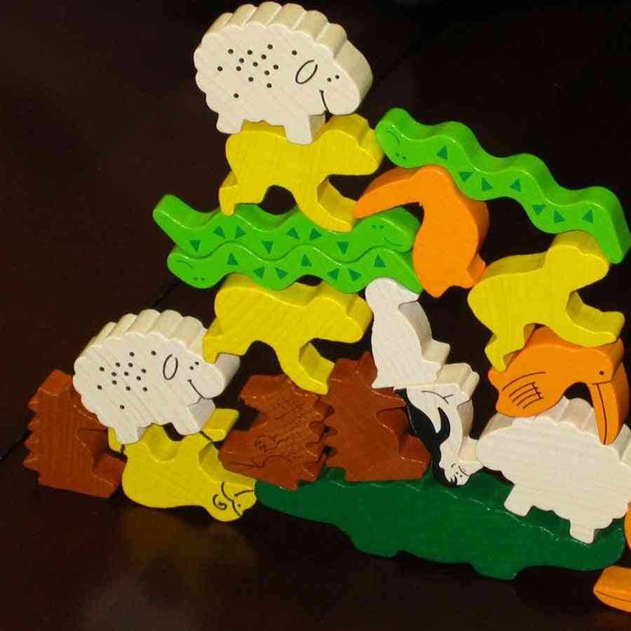 Children Montessori Wooden Blocks Animal Giant Games Kids Educational