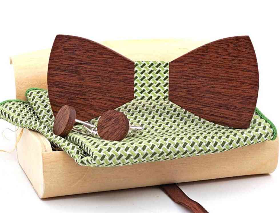 Krawat motylkowy, drewniane muszki imprezowe
