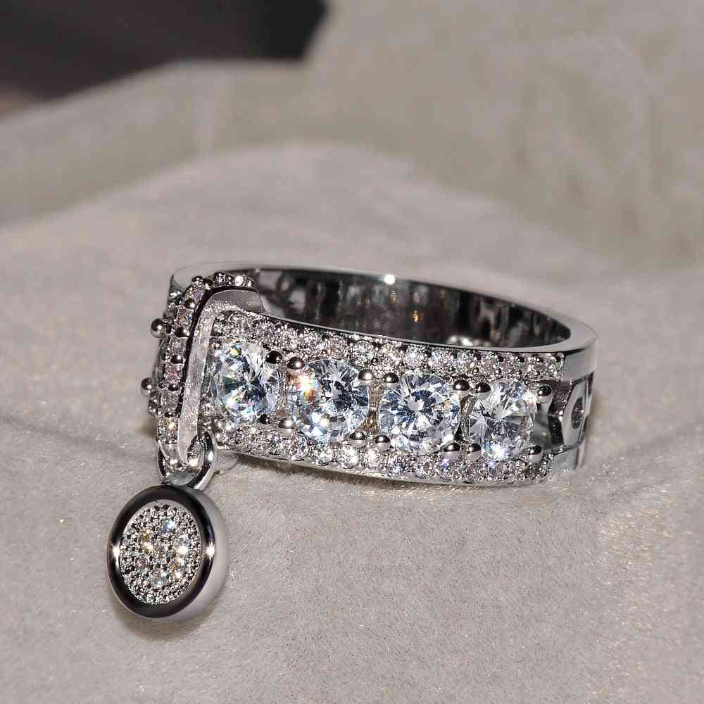 Fedi nuziali, anello di fidanzamento con zirconi bianchi gioielli